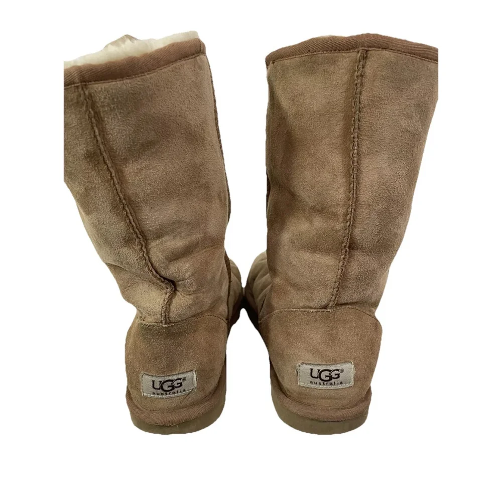 UGG Boots Women's Sz 9 Chestnut Brown Sheepskin Genuine Leather Mid Calf #3178